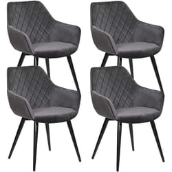 Lot de 4 Chaises de Salon Woltu Chaises de Salle à Manger, matière en Velours et métal, Gris Foncé
