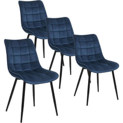 Lot de 4 Chaise de Salle à Manger Woltu Chaise de Cuisine, Assise rembourrée en Velours épais, Pieds en métal, Bleu