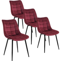 Lot de 4 Chaises de Salle à Manger WOLTU, Chaise de Cuisine, Assise rembourrée en Velours épais, Pieds en métal, Bordeaux