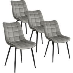 Lot de 4 Chaises de Salle à Manger Woltu Chaise de Cuisine, Assise rembourrée en Velours épais, Pieds en métal, Gris Clair