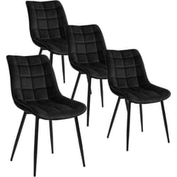 Lot de 4 Chaises de Salle à Manger Woltu Chaise de Cuisine, Assise rembourrée en Velours épais, Pieds en métal, Noir