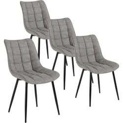 Lot de 4 Chaises de Salle à Manger Woltu Chaise de Cuisine, Assise rembourrée en Similicuir épais, Pieds en métal, Gris