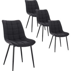 Lot de 4 Chaises de Salle à Manger Woltu Chaise de Cuisine, Assise rembourrée Lin épais, Pieds en métal, Gris Foncé