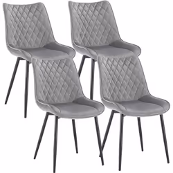 WOLTU 4 Chaise de Salle à Manger Chaise de Cuisine Assise en Velours Pieds en métal Gris Clair
