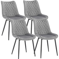 WOLTU 4 Chaise de Salle à Manger Chaise de Cuisine Assise en Velours Pieds en métal Gris Clair