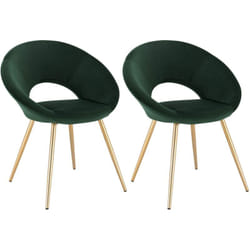 Lot de 2 Chaises de Salle à Manger Woltu Chaise de Chambre à Coucher, avec Velours siège et métal Pieds, Vert Foncé