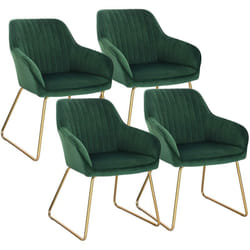 Lot de 4 Chaises de Salle à Manger Woltu Assise en Velours, Pieds en métal, Chaise de la réunion, Vert Foncé