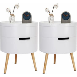 Woltu - Lot de 2 Table de Chevet, Table Basse avec 2 Compartiment de Rangement Plateau en mdf, 38x38x51cm, Blanc