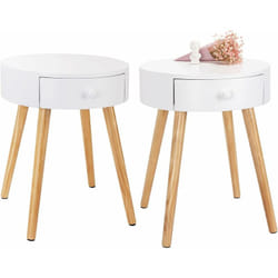 Woltu - Lot de 2 Table de Chevet, Table Basse avec tiroir de Rangement Plateau en mdf Pied en Bois, 38x38x48cm, Blanc
