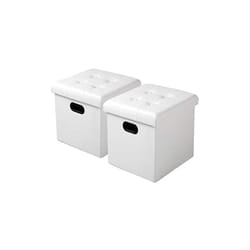 Lot de 2 Tabouret Pouf Coffre Cube Woltu Repose-Pieds avec Espace de Rangement, en Simili Cuir, 37, 5x37, 5x38cm, Blanc