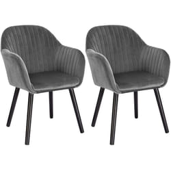 Lot de 2 Chaises de Salle à Manger Woltu Assise en Velours, Chaise pour Cuisine/Salon/Café, Gris Foncé