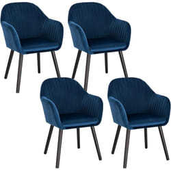 Lot de 4 Chaises de Salle à Manger Woltu Assise en Velours, Chaise pour Cuisine/Salon/Café, Bleu