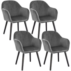 Lot de 4 Chaises de Salle à Manger Woltu Assise en Velours, Chaise pour Cuisine/Salon/Café, Gris Foncé
