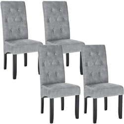 Lot de 4 Chaises de Salle à Manger Woltu Chaise Salon, Chaises de Cuisine, Assise en Velours et Pied en Bois Massif, Gris Clair