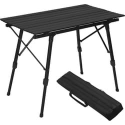 Table de Camping Pliante, Pliable en Aluminum, Table de randonnée Voyage, Réglable en Hauteur, Noir - Woltu