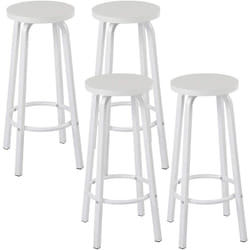 Lot de 4 Tabourets de Bars Woltu Rond Structure en métal Assise en mdf, Blanc