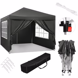 Description générale La tonnelle pliante de jardin de 3x3 m offre un espace ombragé idéal pour 6 à 10 personnes, parfaite pou ...
