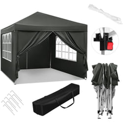 Tonnelle de Jardin 3x3m Woltu Auvent Pliable Imperméable, Protection du Soleil uv 50+, Hauteur Réglable, Gris