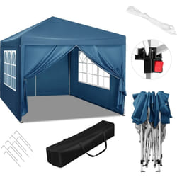 Tonnelle de Jardin 3x3m Woltu Auvent Pliable Imperméable, Protection du Soleil uv 50+, Hauteur Réglable, Bleu