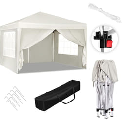 Tonnelle de Jardin 3x3m Woltu Auvent Pliable Imperméable, Protection du Soleil uv 50+, Hauteur Réglable, Beige
