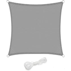 Voiles d'ombrage, carré 4x4m, Respirante en hdpe, Protection Solaire, Anti 85% uv, pour Jardin terrasse Camping, Gris Clair - Woltu