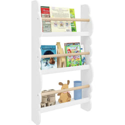 Woltu - Bibliothèque Murale Étagère de Rangement, Ranger des Livres, Jouets en Bois mdf à 3 Niveaux, Blanc, 42, 5x14,5x80cm