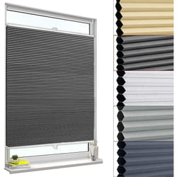 Woltu - Store plissé nid d'abeille, 105x120cm sans perçage, Antisolaire avec Feuille d'aluminium intégrée, Blanc+Gris foncé