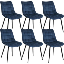 Lot de 6 Chaise de Salle à Manger Woltu Chaise de Cuisine, Assise rembourrée en Velours épais, Pieds en métal, Bleu