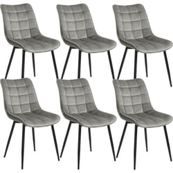Lot de 6 Chaise de Salle à Manger Woltu Chaise de Cuisine, Assise rembourrée en Velours épais, Pieds en métal, Gris Clair