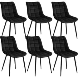 Lot de 6 Chaise de Salle à Manger Woltu Chaise de Cuisine, Assise rembourrée en Velours épais, Pieds en métal, Noir