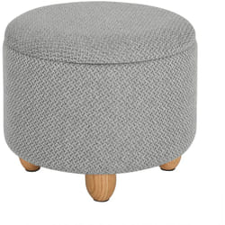 WOLTU Pouf de Rangement avec Pieds en Pin, Tabouret Rembourré avec Couvercle, Gain de Place, pour Salon, Chambre, Gris Clair