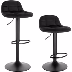 Description générale Ensemble de 2 tabourets de bar avec dossier et repose-pieds en métal, recouverts de velours pour un look ...