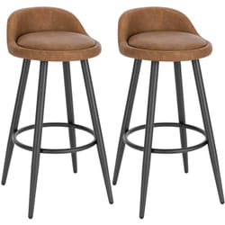 WOLTU Lot de 2 Tabouret de Bar, Tabouret de comptoir avec Dossier et Repose-Pieds, en Similicuir et métal, Brun