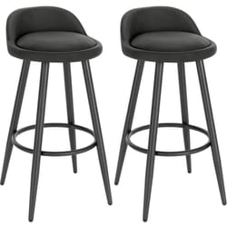 Lot de 2 Tabouret de Bar, Tabouret de comptoir avec Dossier et Repose-Pieds, en Similicuir et métal, Anthracite - Woltu