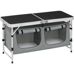 Table de Pique Nique Pliante, Placards de Camping Table en Aluminium, Hauteur Réglable, 120x47x62/69, 5cm (LxlxH), Noir - Woltu