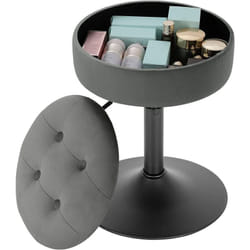 Tabouret de Bar Bas en Velours avec Espace de Rangement, Chaise de Bar Ronde, Réglable 49, 5-65cm, Gris foncé BH329dgr-1 - Woltu