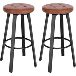 2 x Tabouret de Bar avec Siège Similicuir Pivotant, Pieds en Métal avec Repose-Pieds, Charge 120kg, Marron BH330br-2 - Woltu