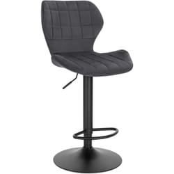 Tabouret de Bar en Velours, Réglables en Hauteur, Pivotant à 360°avec Dossier Repose-Pieds, Gris Foncé, siège 48x38cm - Woltu