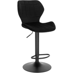 Tabouret de Bar en Velours, Réglables en Hauteur, Pivotant à 360°avec Dossier Repose-Pieds, Noir, siège 48x38cm - Woltu