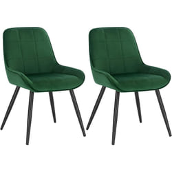 Lot de 2 Chaises de Salle à Manger Woltu Chaises Relaxantes en Velours, Ergonomiques avec Dossier, Vert foncé BH331dgn-2