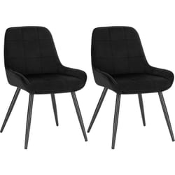 Lot de 2 Chaises de Salle à Manger Woltu Chaises Relaxantes en Velours, Ergonomiques avec Dossier, Noir BH331sz-2