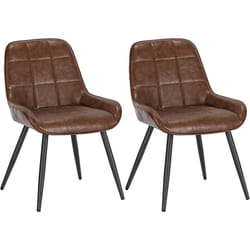 Lot de 2 Chaises de Salle à Manger Woltu Chaises Relaxantes en SimiliCuir, Ergonomiques avec Dossier, Marron BH332br-2