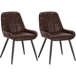Lot de 2 Chaises de Salle à Manger Woltu Chaises Relaxantes en SimiliCuir, Ergonomiques avec Dossier, Marron foncé BH332dbr-2
