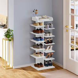 WOLTU Étagère à Chaussures à 12 Niveaux, Meuble à Chaussures Blanc, en Bois d’Ingénierie SRX16ws