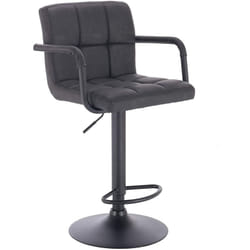Tabourets de Bar, Anthracite, Assise en Similicuir, Rotatif Réglable en Hauteur, Pied en métal - Woltu