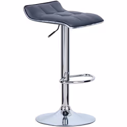WOLTU Tabouret de Bar en Cuir synthétique et Acier chromé tabourets avec Caoutchouc Anti-dérapantGris