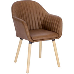 1 x Chaise de Salle à Manger en Similicuir Surface, Pieds en Bois Massif, Chaise de Salon, Marron BH336br-1 - Woltu