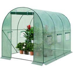 Woltu - Serre de Jardin, Tunnel en Tube d'Acier Galvanisé et pe 140g/㎡, 6 Fenêtres et 1 Porte, 200x300x190cm, Vert GWH00902gn