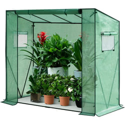 WOLTU Serre de Jardin, Serre 200x77x146/169cm, Demi-translucide, imperméable, résistante à la Pluie et à la Neige, Vert