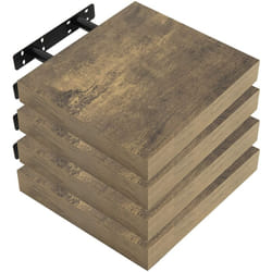 Tagère Murale Lot de 4, Étagère Suspendue, Étagère Flottante de cd dvd, 25x23x3, 8cm Marron Rustique, RG9365hov-4 - Woltu